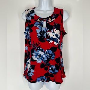 Tommy Hilfiger Sleeveless Top Red Blue Floral Tank Top